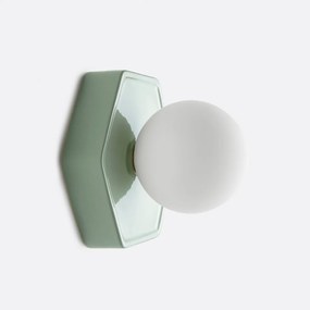 Wand- of plafondlamp, zeshoekig, keramiek en opaline glas, HOLI