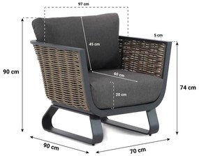 Stoel en Bank Loungeset Aluminium/wicker Grijs 4 personen Santika Furniture Santika Tika