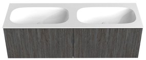 Mondiaz Kurve 140cm badmeubel shadow met 2 lades en wastafel big small dubbel zonder kraangat