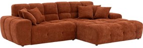 Goossens Excellent Bank Kubus - 40 X 40 Cm Stiksel rood, stof, 1,5-zits, modern design met chaise longue links