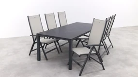 Hartman Monza alu/Chaneo verstelbare tuinset - 220x100 cm. - 7-delig