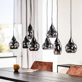 Hanglamp Met 8 Rookglas Bollen