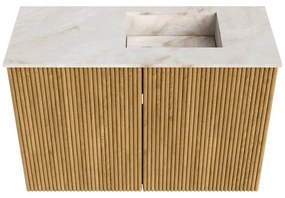 Mondiaz Joya DLux 60cm toiletmeubel oak met wastafel faye rechts 1 kraangat frappe