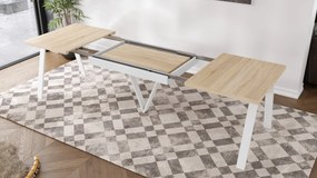 AVERY eik Sonoma / onderkant wit - LOFT/INDUSTRIËLE TAFEL VOOR WOONKAMER / EETKAMER UITKLAPBAAR TOT 290 cm!