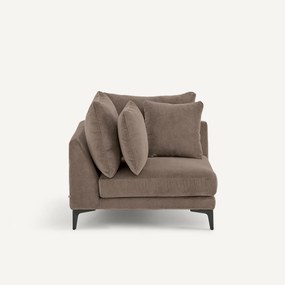 Hoekbank in stone-kleurig fluweel, MODERNISTE, ontwerp van Emmanuel Gallina