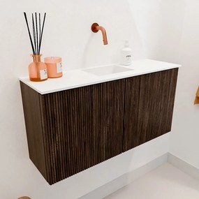 Mondiaz Joya 80cm toiletmeubel walnut met wastafel faye midden zonder kraangat talc