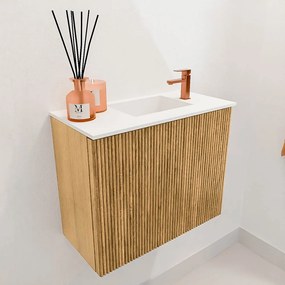 Mondiaz Joya 50cm toiletmeubel oak met wastafel faye rechts 1 kraangat talc