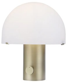 Design tafellamp messing met wit en dimmer - Gomba Retro E27 rond Binnenverlichting Lamp