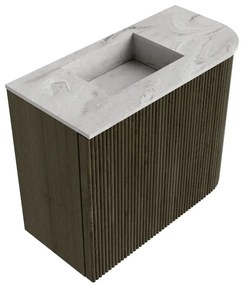 Mondiaz Joya DLux 50cm toiletmeubel ronding rechts shadow met wastafel faye links zonder kraangat glace