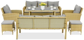 Tuinmeubelen van kunststof rotan met krukken Bari Apetito 8 Garden Point beige