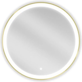 Mexen Esso verlicht badkamer spiegel, rond 70 cm, LED 6000K, antivries, gouden frame - 9825-070-070-611-50
