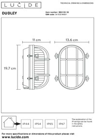 Lucide Dudley wandlamp 40W 20x14cm zwart