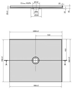 Polysan Mirai rechthoekige douchebak 2 randen rechts 100x80cm wit