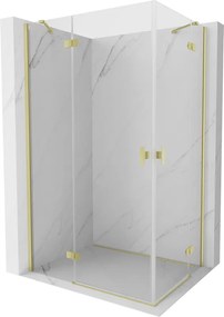 Mexen Mist-H Duo douchecabine, draaideur links 100 x 90 cm, transparant, geborsteld goud - 8A5-100L-090P-55-00