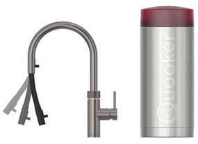 Quooker flex kokendwaterkraan - draaibare & uittrekbare uitloop - Combi reservoir - Warm / kokend water - gun metal 22XGME