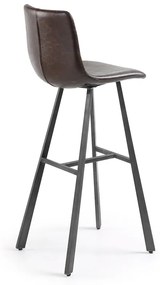 Kave Home Trap Barkruk Geborsteld PU Leer Donkerbruin