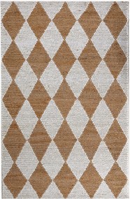 Handgeweven platgeweven juten vloerkleed Effie Diamond
