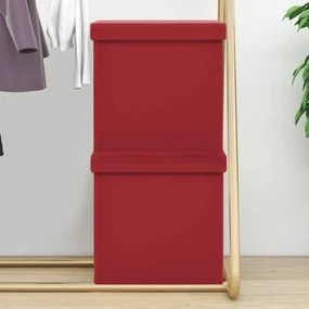 vidaXL Opbergkrukken inklapbaar 2 st PVC wijnrood