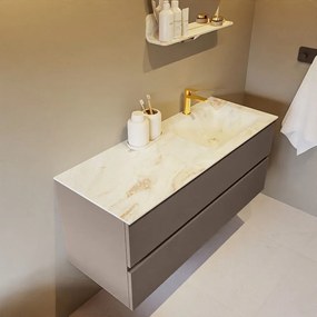 Mondiaz Vica DLux badmeubel 120cm smoke 2 lades met wastafel frappe rechts 1 kraangat