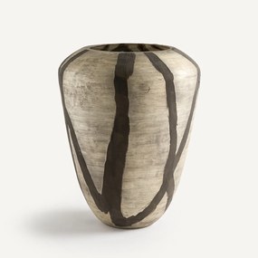 Beschilderde glazen vaas met matte strepen, H35,5 cm, Hedi