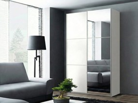 Kledingkast Honolulu 123, Wit, 215x122x65cm, 125 kg, Kledingkast deuren: Schuivend, Aantal planken: 4, Aantal planken: 4