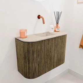 Mondiaz Joya DLux 65cm toiletmeubel ronding links/rechts dusk met wastafel faye midden zonder kraangat frappe