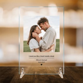 INSPIO Foto's op glas, een glazen plaquette met gepersonaliseerde tekst