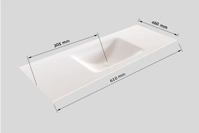 Zaro Valencia mat zwart badmeubel 60cm met Solid Surface wastafel zonder kraangat 2 lades