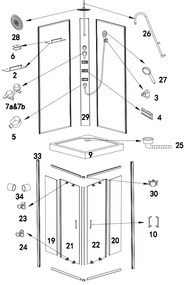 Saniclear Jipp complete douchecabine vierkant 90x90x230cm matzwart