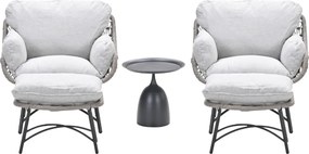 Garden Impressions Selene loungestoelen taupe - Mati bijzettafel Ø50x48 cm