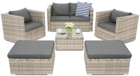 Roma Coffee 4 + 2 Garden Point grijs technorattan tuinmeubelen