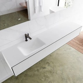 MONDIAZ LAGOM Badkamermeubelset - 200cm - 2 lades - Wastafel cloud - wasbak links - 1 kraangat - Solid surface urban M64169UBM1M63029L