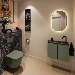 Mondiaz Ture DLux toiletmeubel 60cm army met wastafel lava rechts met kraangat