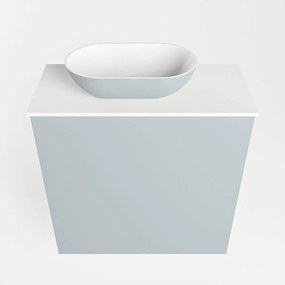 Mondiaz Fowy toiletmeubel 50cm clay met lichtgrijze waskom links en kraangat