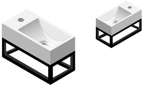 Best Design R-line fontein met kraangat links en rechts wit inclusief zwart frame