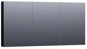 BRAUER Plain Spiegelkast - 140x70x15cm - 3 links- en rechtsdraaiende spiegeldeuren MDF - hoogglans zwart SK-PL140HZ