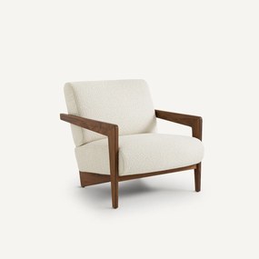 Fauteuil in massief notenhout en bouclette, Izag