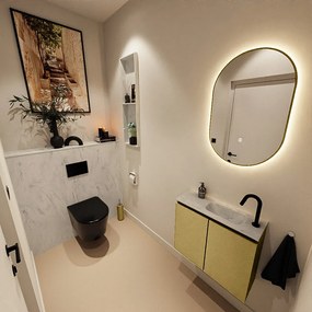 Mondiaz Ture DLux toiletmeubel 60cm oro met wastafel opalo rechts met kraangat