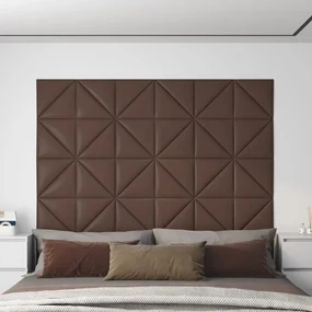 vidaXL Wandpanelen 12 st 1,08 m² 30x30 cm kunstleer bruin