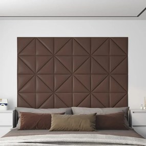 vidaXL Wandpanelen 12 st 1,08 m² 30x30 cm kunstleer bruin