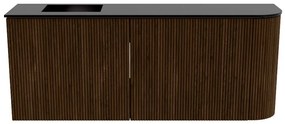 Mondiaz Joya 100cm toiletmeubel ronding rechts walnut met wastafel faye links zonder kraangat urban