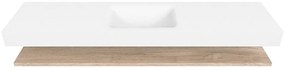 Zaro Alan badmeubel 190cm met planchet washed oak en vrijhangende wastafel cloud midden 1 kraangat talc
