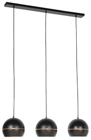 Design hanglamp zwart met gouden binnenkant 3-lichts - Buell