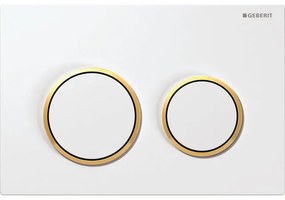Geberit Omega20 bedieningplaat, 2-toets spoeling frontbediening voor toilet 21.2x14.2cm wit / goud 115085KK1