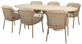 4 Seasons Outdoor Martinique tuinset met Hampton tafel 240 cm Tuinstoel   beige weerbestendig