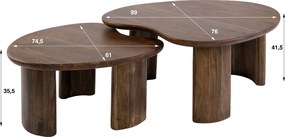Organische Salontafelset Acaciahout - 99 X 76cm.