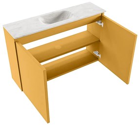 Mondiaz Ture DLux toiletmeubel 80cm ocher met wastafel ostra midden met kraangat