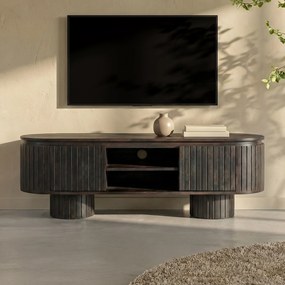 Dutchbone Kenji Ovaal Tv-meubel Zwart Hout - 140x40x45cm.