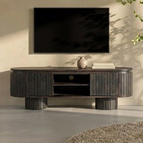 Dutchbone Kenji Ovaal Tv-meubel Zwart Hout - 140x40x45cm.
