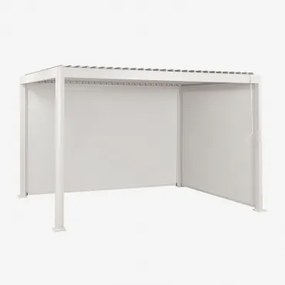 Bioclimatische Aluminium Pergola Met Lamellen En Zijzeilen Druvia Gardenia Wit & 3 X 4 M - Sklum